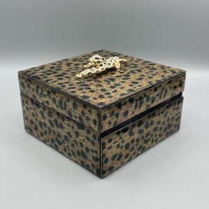 Fujian Jianyang Senlan Wood & Glass Safari Print Rhinestone Jaguar Handle Box